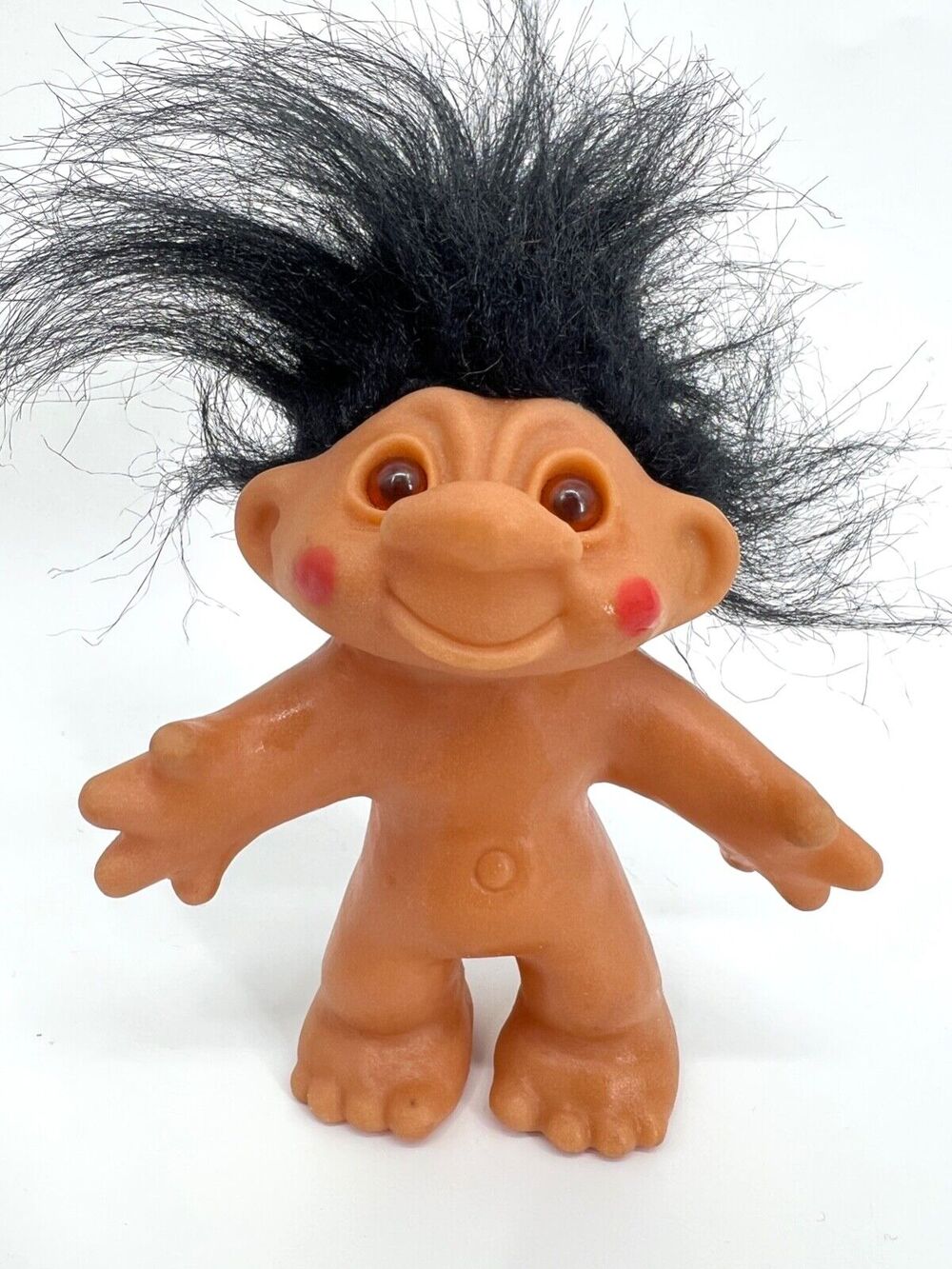 Vintage 1986 Thomas Dam 5" Lucky Troll Doll with Black Hair Brown Eyes
